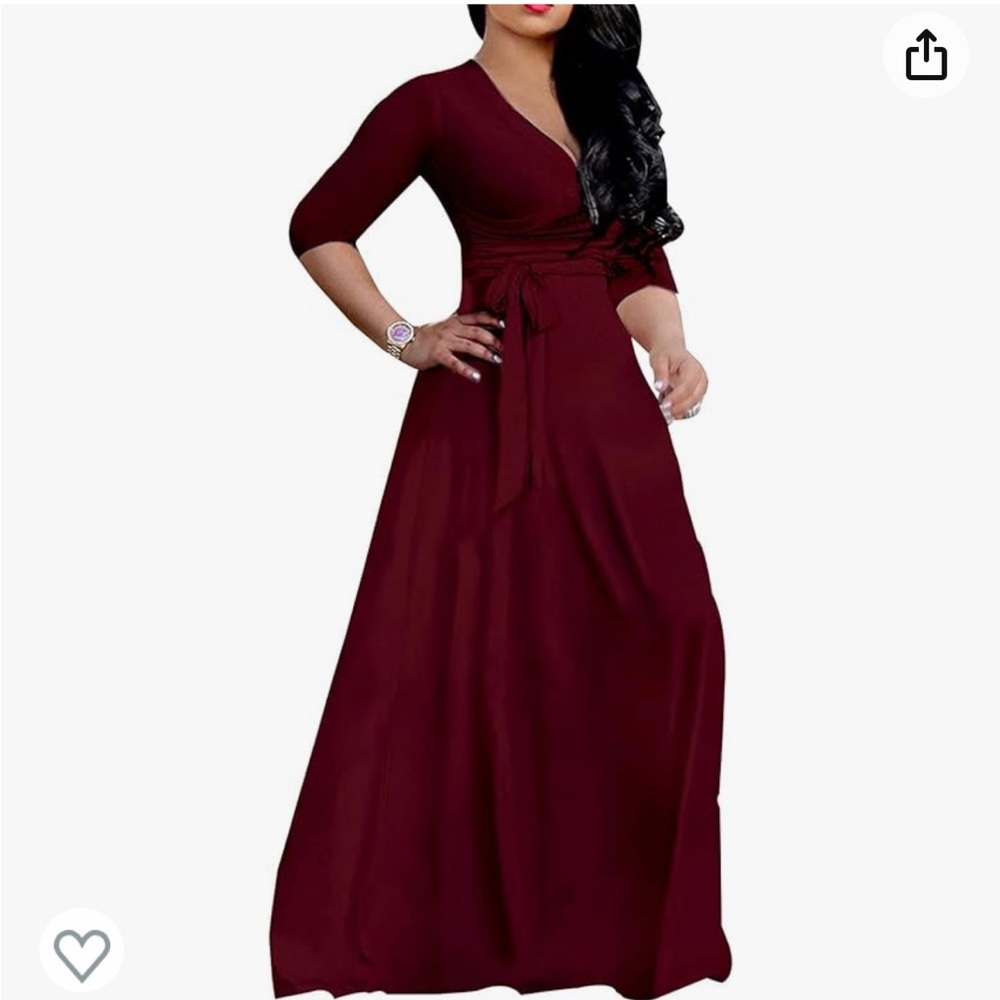 NWOT dark red long sleeve dress lightly Kiss plus size maxi dress (XXL)